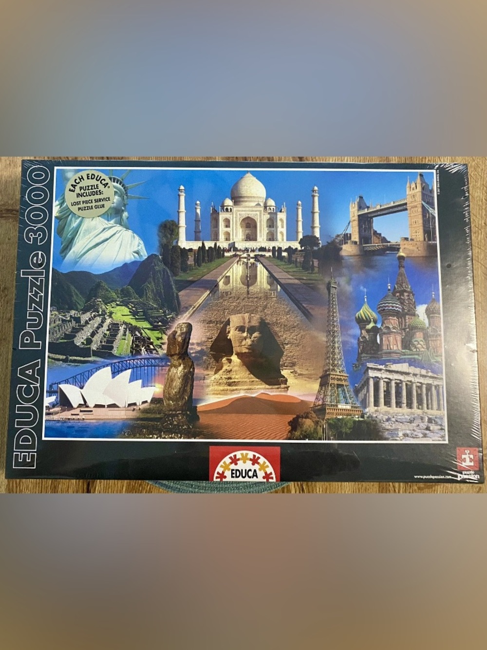 Educa 3000 Piece Jigsaw Puzzle 13427 Taj Mahal Paris World Collage SEALED RARE